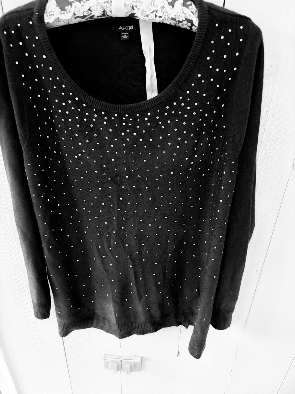 Apt. 9 Black Studded Crewneck Sweater